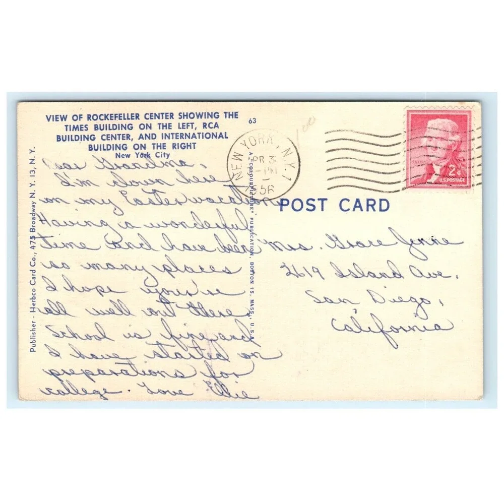 VTG Postcard New York City Rockefeller Center Times‎ RCA International Buildings
